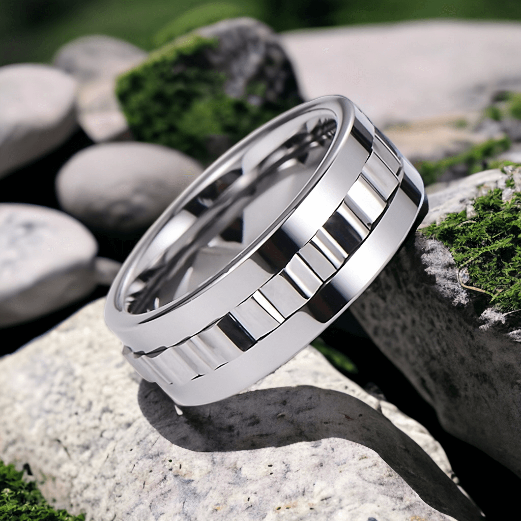 6mm Tungsten Faceted Edge Wedding Ring Band - Tungsten Rings at Elma UK  Jewellery